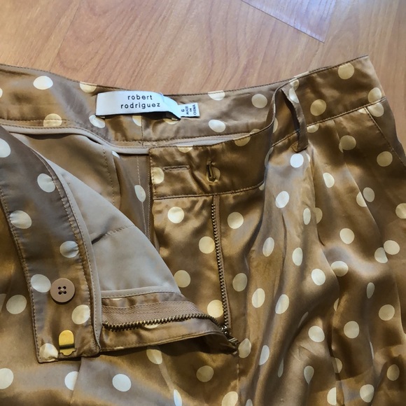 100%Silk designer polkadot RobertRodriguez Pants - Picture 6 of 15